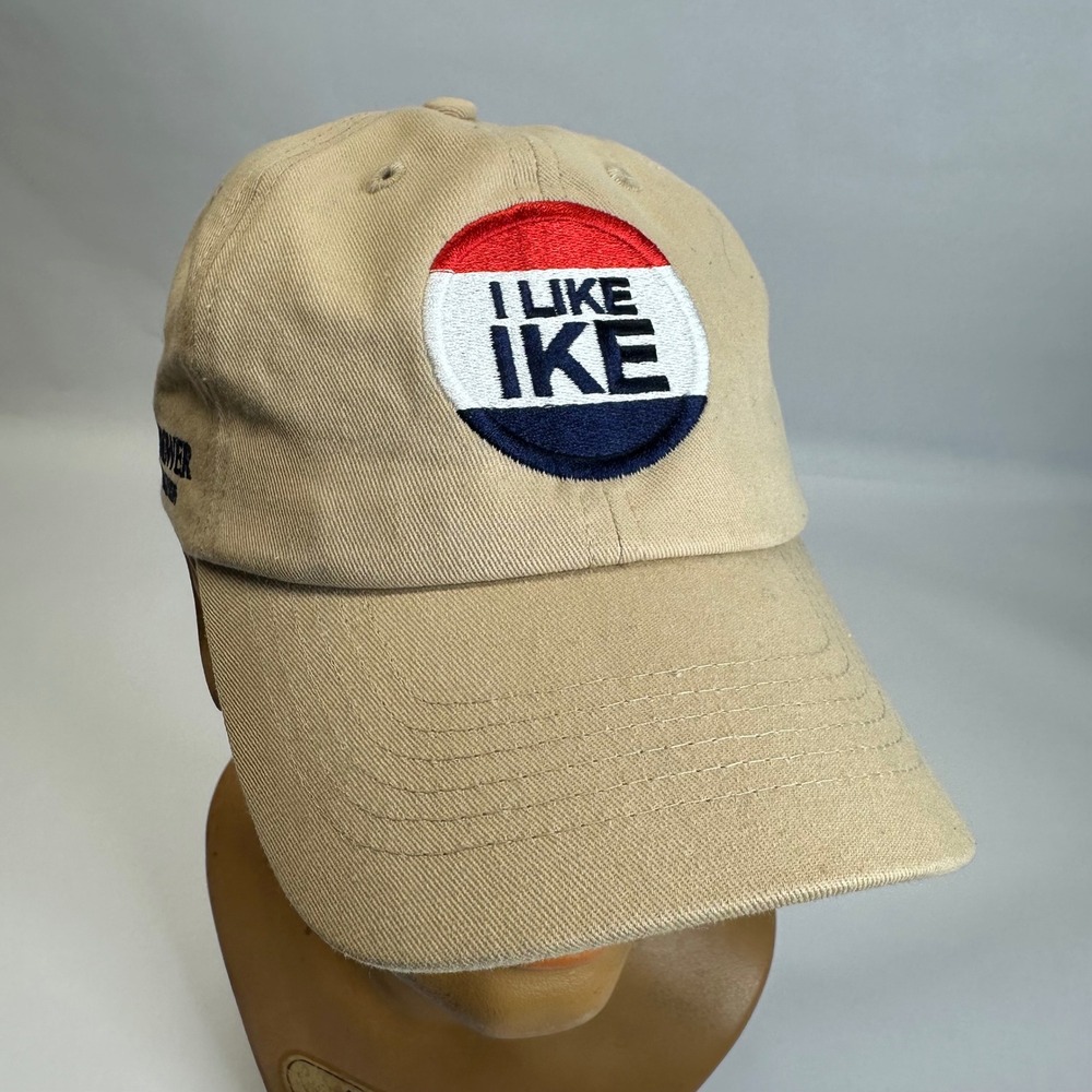 Eisenhower Foundation I Like Ike Khaki Cotton Dad Hat Leather Strapback Abilene